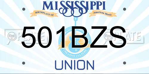 501BZS Mississippi License Plate