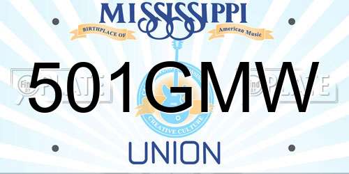 501GMW Mississippi License Plate