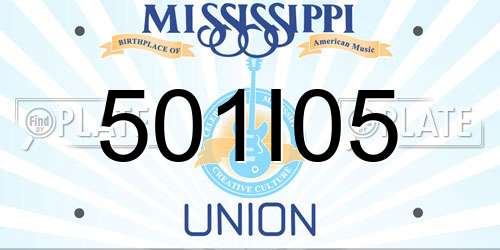 501I05 Mississippi License Plate
