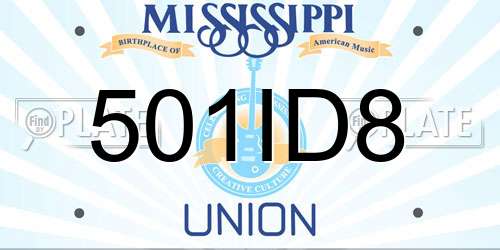 501ID8 Mississippi License Plate