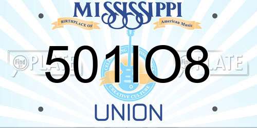 501IO8 Mississippi License Plate