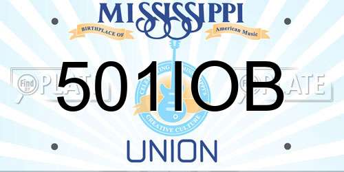 501IOB Mississippi License Plate
