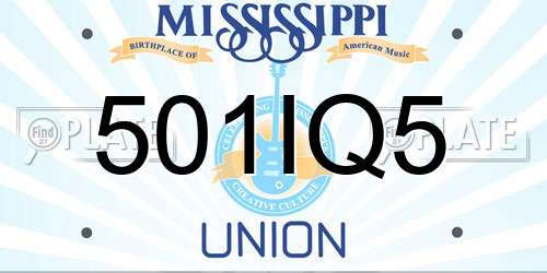 501IQ5 Mississippi License Plate