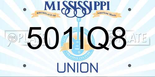 501IQ8 Mississippi License Plate
