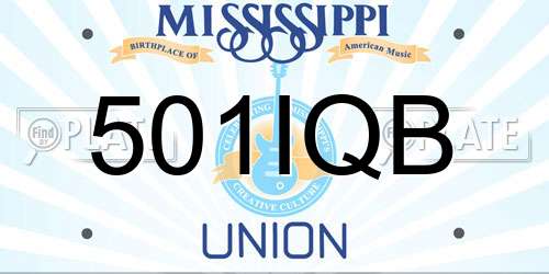 501IQB Mississippi License Plate