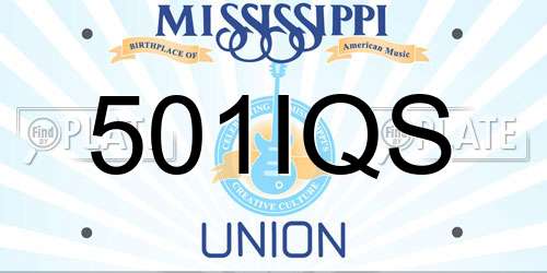 501IQS Mississippi License Plate