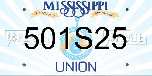 501S25 Mississippi License Plate