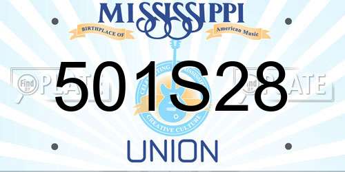 501S28 Mississippi License Plate