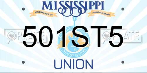 501ST5 Mississippi License Plate
