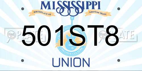 501ST8 Mississippi License Plate