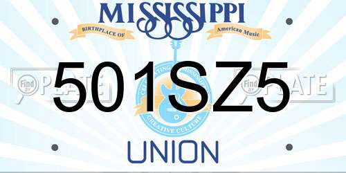 501SZ5 Mississippi License Plate