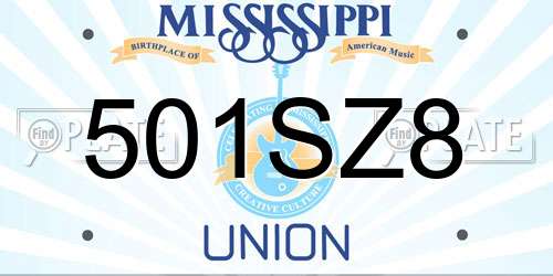 501SZ8 Mississippi License Plate