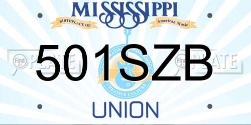 501SZB Mississippi License Plate