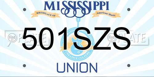 501SZS Mississippi License Plate