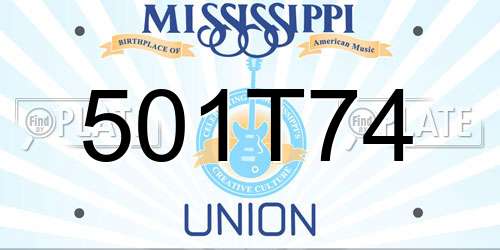 501T74 Mississippi License Plate
