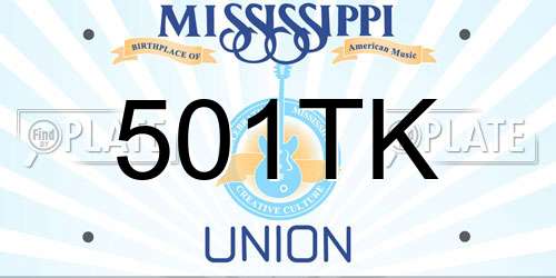 501TK Mississippi License Plate