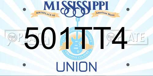 501TT4 Mississippi License Plate