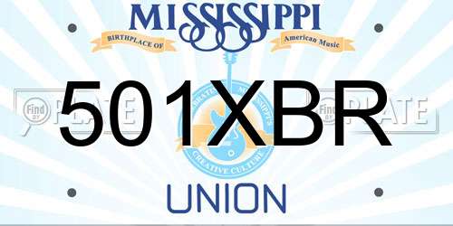 501XBR Mississippi License Plate