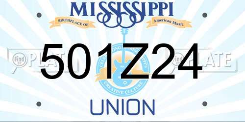 501Z24 Mississippi License Plate