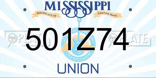 501Z74 Mississippi License Plate