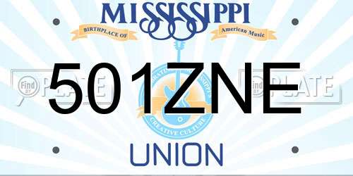501ZNE Mississippi License Plate