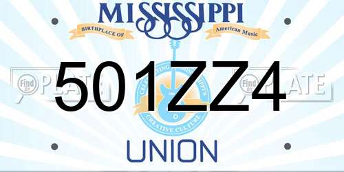 501ZZ4 Mississippi License Plate