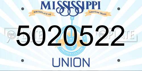 5020522 Mississippi License Plate