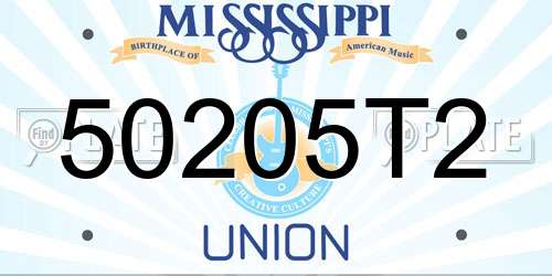 50205T2 Mississippi License Plate