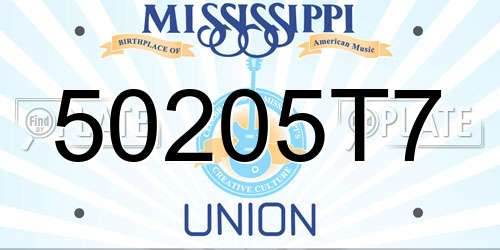 50205T7 Mississippi License Plate