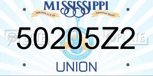 50205Z2 Mississippi License Plate