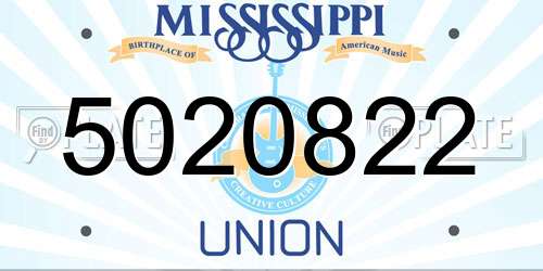 5020822 Mississippi License Plate