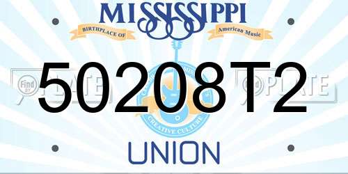 50208T2 Mississippi License Plate