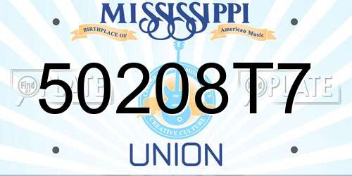 50208T7 Mississippi License Plate