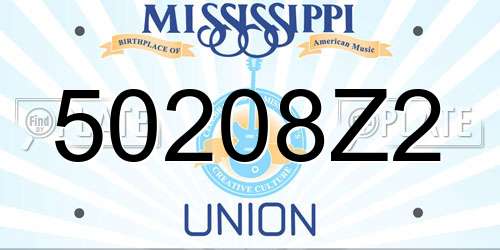 50208Z2 Mississippi License Plate