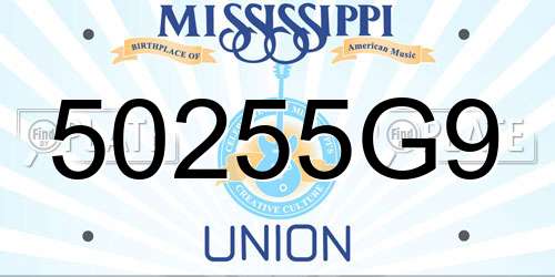 50255G9 Mississippi License Plate