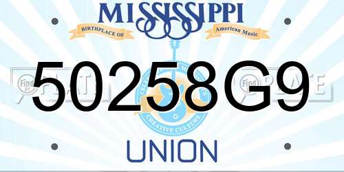 50258G9 Mississippi License Plate