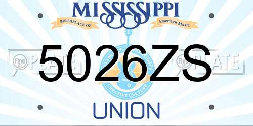 5026ZS Mississippi License Plate