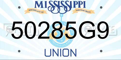 50285G9 Mississippi License Plate