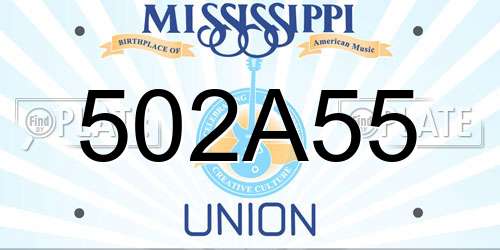 502A55 Mississippi License Plate