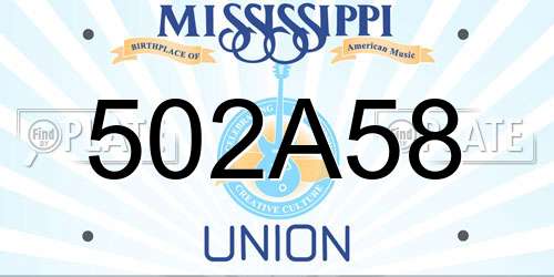 502A58 Mississippi License Plate