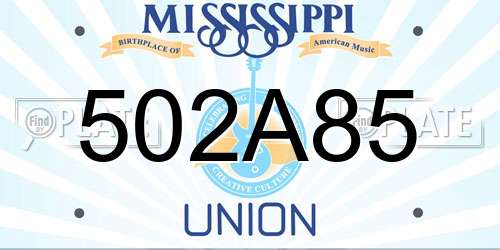 502A85 Mississippi License Plate