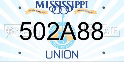 502A88 Mississippi License Plate
