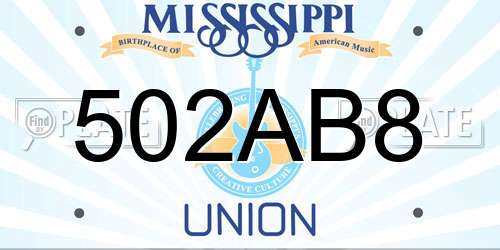 502AB8 Mississippi License Plate