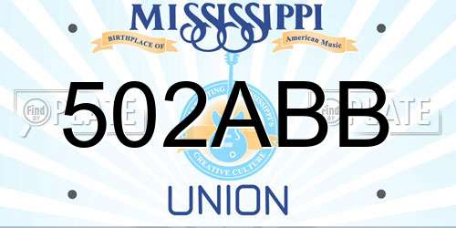 502ABB Mississippi License Plate