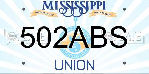 502ABS Mississippi License Plate