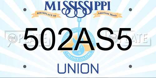 502AS5 Mississippi License Plate