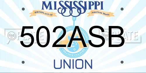 502ASB Mississippi License Plate