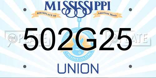 502G25 Mississippi License Plate