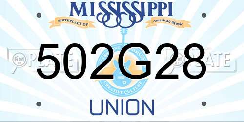502G28 Mississippi License Plate