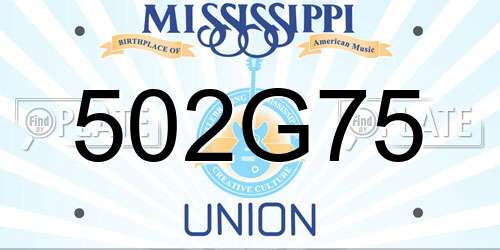 502G75 Mississippi License Plate